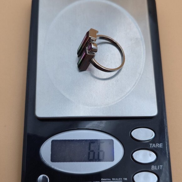 Size 10.75 Sterling Silver Watermelon Quartz Gems Band Ring A6023 - Picture 9 of 9